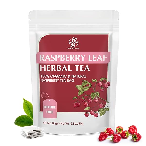 IMATCHME RASPBERRY TEA FOR CHILDBIRTH & SUPPORT MENSTRUAL AND DIGESTION SUPPORT, RASPBERRY LEAF TEA, NO CAFFEINE, NON-GMO, 40 TEA BAGS