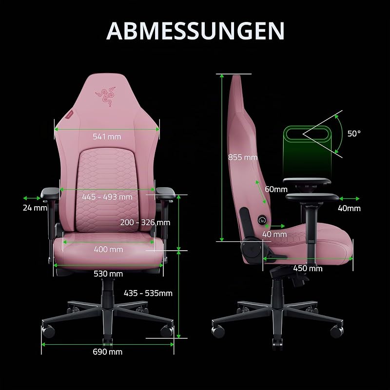 Iskur V2 NewGen - Ergonomischer Gaming-Stuhl mit atmungsaktivem Gen-2 EPU-Leder mit Cooltouch Technologie - Hyperflex Lordosenstütze - breite Schulterbögen und Sitzfläche | Quartz
