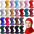 Handepo 24 Pcs Modal Hijab Cap Adjustable Muslim Stretchy Turban Full Cover Shawl Head Muslim Women Scarf Full Neck Coverage Undercap for Lady Prayer, 24 Colors