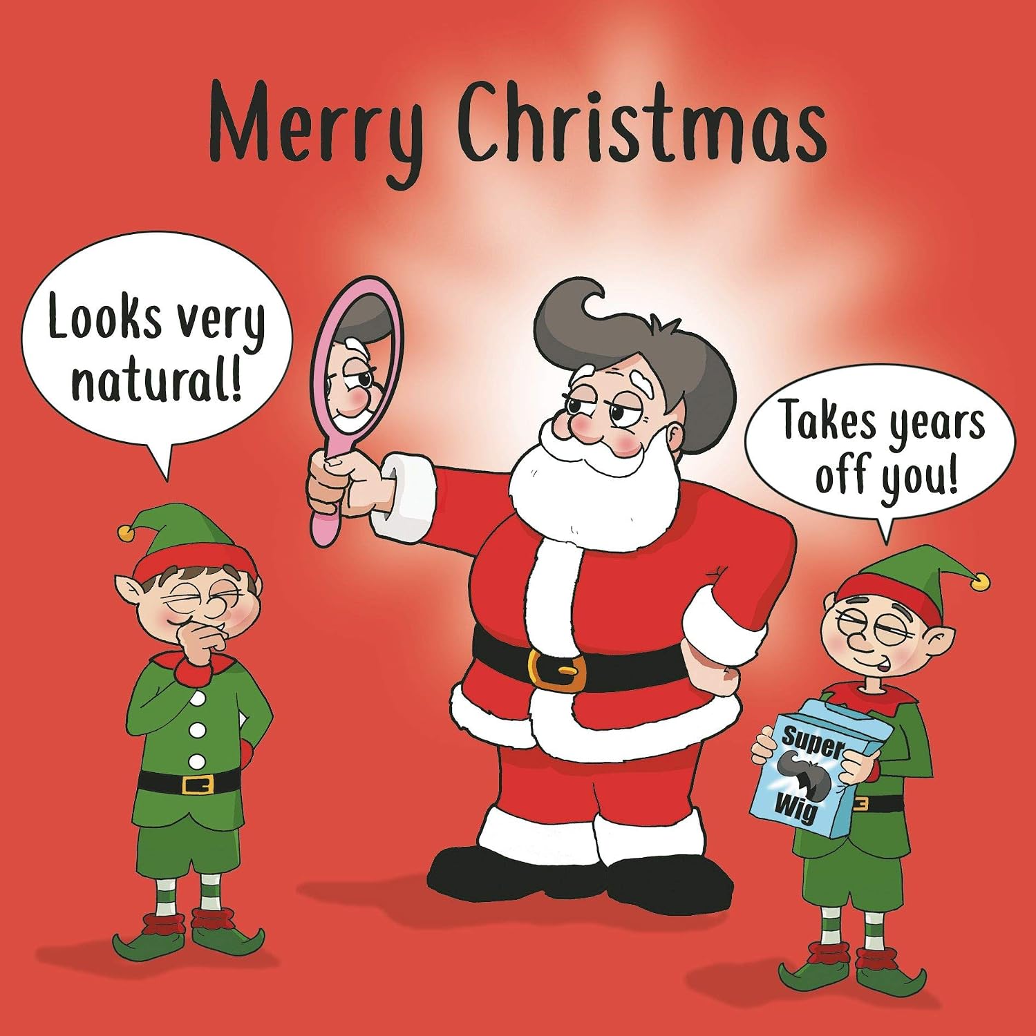 Twizler Merry Christmas Card with Santa’s Wig, Funny Christmas Card, Humour Christmas Card, Happy Xmas Card