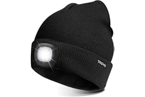 TAGVO Unisex Beanie with The Light, USB Rechargeable LED Caps, Flashlight Hat Headlamp Beanie Gifts for Dad Father Husband