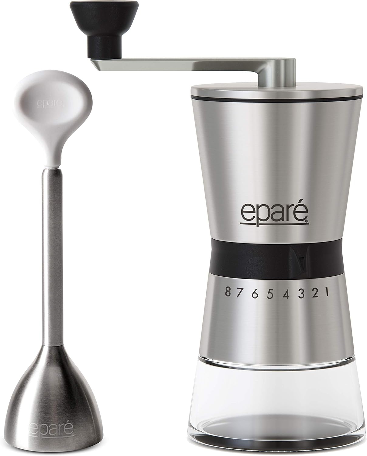 Eparé Bundle: Egg Topper Cutter & Cracker & Manual Coffee Grinder – Soft Boiled Egg Shell Separator & Conical Ceramic Burr Portable Hand Crank Mill