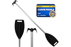 Five Oceans Canoe Paddle, Canoe Paddles and Boat Hook, Black, 4-Feet Long, Anodized Aluminum Shaft, Reinforced ABS Plastic Blade & Hook, Lightweight