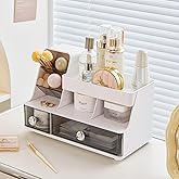 Makeup Organizer with Drawers for Vanity,Bathroom Countertop Organizer with Brushes Holder,Skincare Storage Organizer,Perfect Cosmetic Display Case for Your Beauty Essential