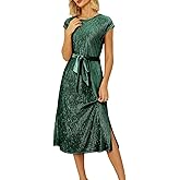 Happy Sailed Winter Fall Sleeveless Crewneck Velvet Casual Dress Party Midi Dresses with Pockets