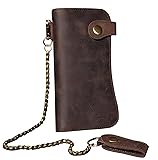 RS Mens Wallet with Chain Leather Long Bifold