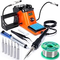 YIHUA 926 III 60W LED Display Soldering Iron Station Kit w 2 Helping Hands, 6 Extra Iron Tips, Roll of Lead-Free Solder, Sold