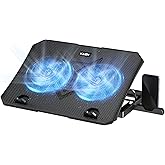 KeiBn Laptop Cooling Pad, Gaming Laptop Cooler 2 Fans for 10-15.6 Inch Laptops, 5 Height Stands, 2 USB Ports (S039)