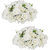 Inweder White Flowers Balls for Centerpieces: 2 PCS 15.7" Diam Flower Centerpieces for Tables in Wedding Reception Decorations Arrangement for Party Celebration Planners