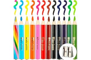 Jumbo Pencils - Set of 12 Triangle-Shaped Colored Pencils for Toddlers and Preschoolers – Includes Rainbow Version and Sharpe
