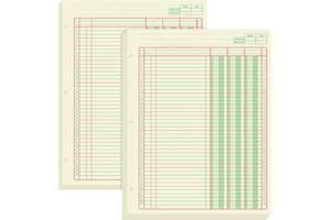 Fulmoon 2 Pack 100 Sheets Columnar Pad Accounting Ledger Paper Accounting Ledger Book Green Analysis Pad for Business, 50 Sheets/Pack, Single Page Format(3 Columnar,8.5 x 11 Inch)
