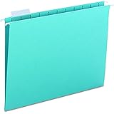 Smead Hanging File Folder, 1/5-Cut Adjustable Tab, Letter Size, Aqua, 25 per Box (64058)