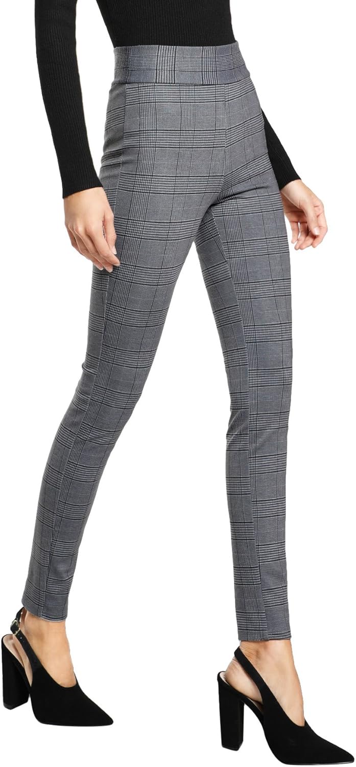 SweatyRocks Women's Casual Plaid Leggings Stretchy Work Pants at  Women’s Clothing store