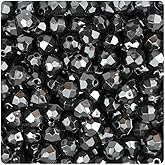 BeadTin Black Opaque 8mm Faceted Round Plastic Craft Beads (450pcs)