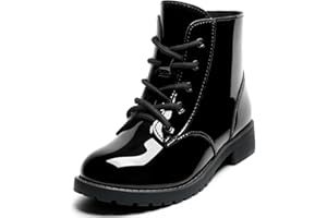 CCVON Girls Ankle Boots Lace Up Side Zipper Combat Shoes for Toddler/Little Kid/Big Kid