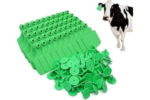 PAULOZYN 4.1” L×3.5”W Livestock Ear Tags Big Blank 100PCS Identification TPU Precision Tags for Cattle Cows Pigs Hog Goats Sheep Calf Animal (Green)