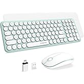 Wireless Keyboard and Mouse Combo, XTREMTEC Cute Kawaii Green Aesthetic Quiet Laptop Keyboard Teclado y Mouse Inalambrico Mac (Macaron Green)