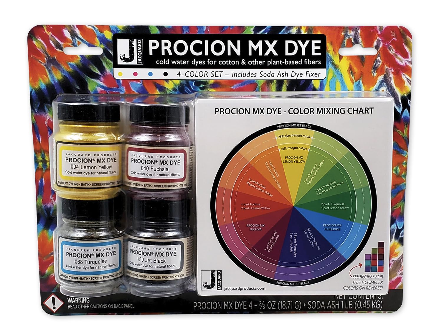 Jacquard Products Procion MX Dye 4 Colours and Soda Ash Set