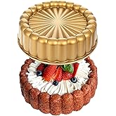 JOUTYFOR 9.5 Inch Charlotte Cake Pan, Reusable Mold Fluted Cake Pan, Nonstick Aluminium Cakes Mold with Flower Shape for Cheese, Chocolate Cakes, Strawberry Shortcake, Brownie Tart Pie