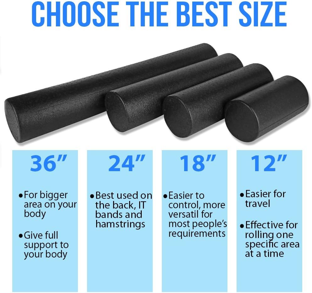 YOGU Round Muscle Foam Roller (Black, 18-Inch) : Sports & Outdoors