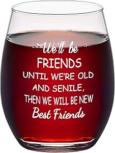 Friend Gifts for Women, We'll Be Best Friend Wine Glass 15Oz - Funny Birthday, Valentines, Galentines Day Gifts for Women Friends Female Girls Sister BFF