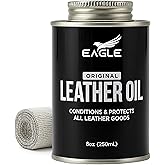 Leather Oil Conditioner with Applicator & Cloth – All-Natural Deep Conditioning Oil for Saddles, Furniture, Bags, Belts & Leather Gear – 8.45oz Restorative Oil for Dry, Cracked Leather