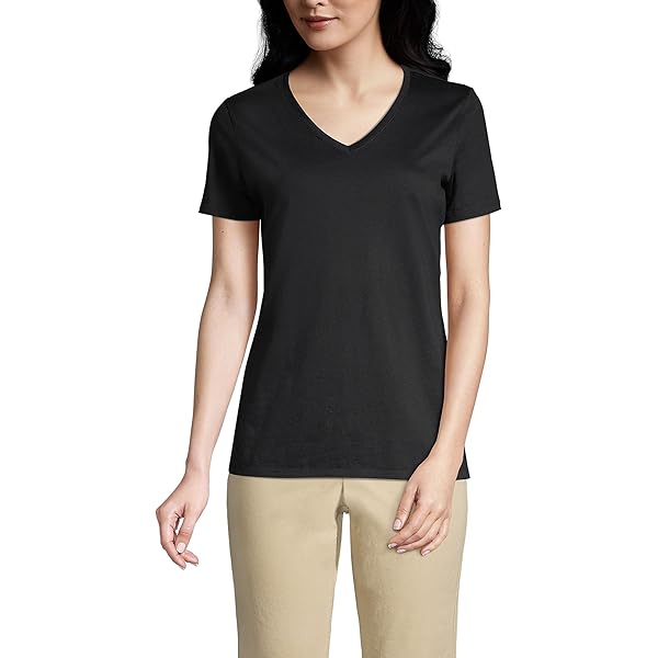 売れ筋商品|||ランズエンド Tシャツ トップス レディース Women's Drapey Rib Fitted Short Sleeve Mini T-Shirt Black Lands' End Women's Drapey Rib Fitted Short Sleeve Mini T