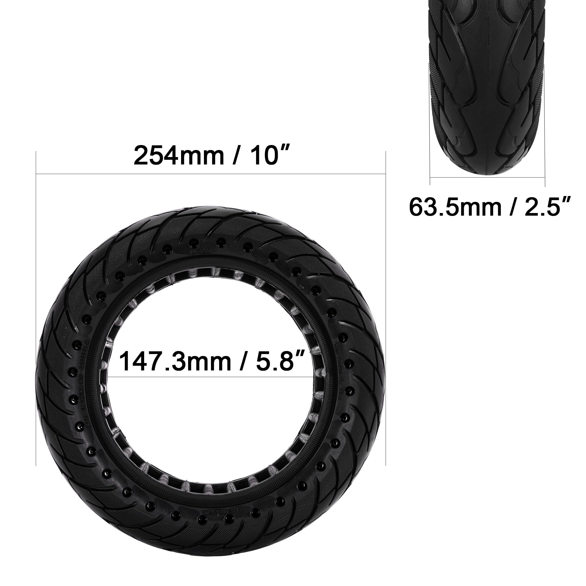 RUTU 2 PCS 10x2.5 Inches Solid Tire for Segway Ninebot MAX G30 G30P G30LP Gotrax G5 G6 Hover 1 Alpha Zero10X OKAI Neon Pro 60/70-6.5 Electric Scooter Replacement Wheel
