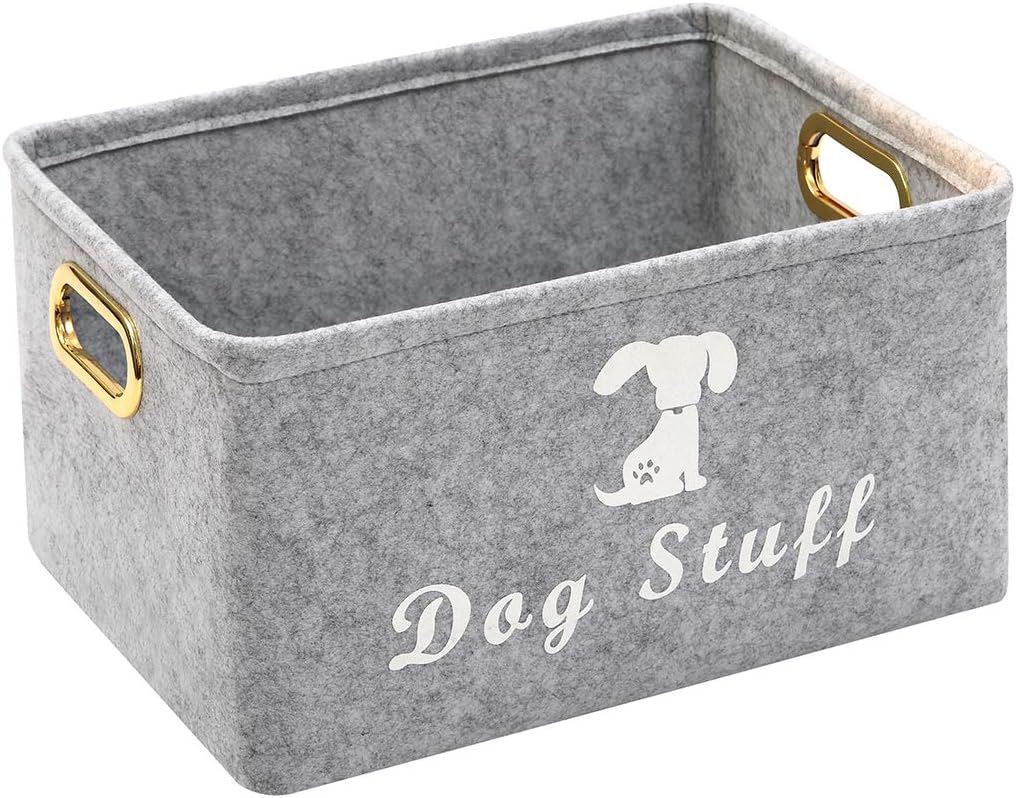Morezi Felt Pet Toy and Accessory Storage Bin, Basket Chest Organizer - Perfect for Organizing Pet Toys, Blankets, Leashes and Dog cat Stuff 0606