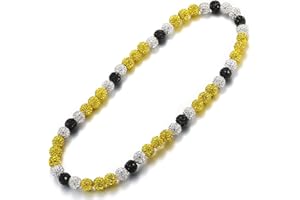 RWQIAN Baseball Beaded Necklace for Men Boys, Bling Drip Chains Inspired Accessory With Diamond Rhinestone Discoball, Jewelry Making Gift for Baseball Team Athletes