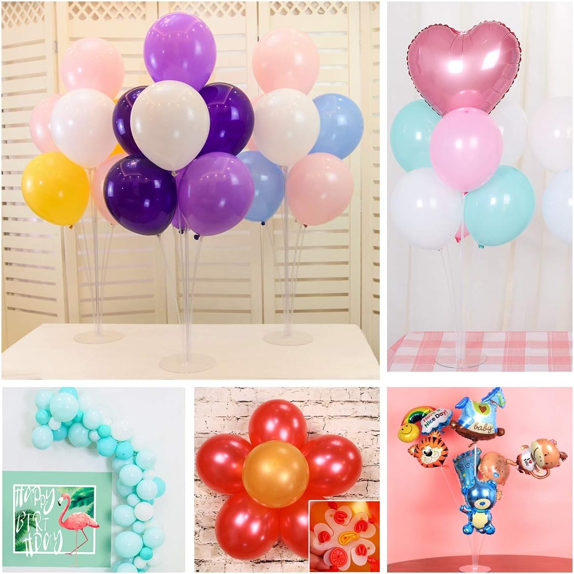 PIXHOTUL Balloon Decor Kit, 2 Manual Pumps, 2 Stands, 5 Flower Clips, 2 Chains, 100 Glue Dots, 6 Ribbons (Random Color) - Image 4