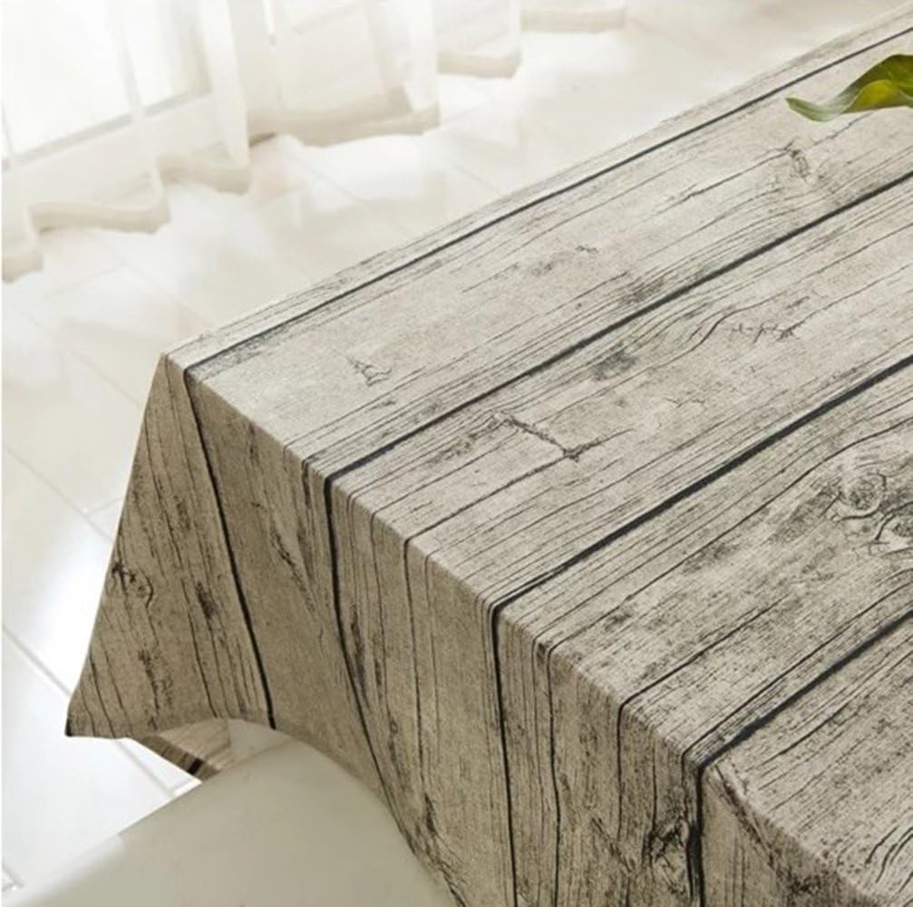 XUDOAI Vintage Rectangle Linen Tablecloth, Wood Stripe Dining Table Cloth for Home Hotel Cafe Restaurant, Heat and Moisture Resistance Table Cover 100 * 140cm(39 * 55inch)