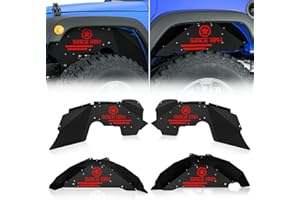 EYOUHZ for Wrangler JK Front and Rear Inner Fender Liners Compatible with 2007-2018 Jeep Wrangler JK & JKU 2/4 Doors, Since 1941 Logo Steel Back Mud Guards Wheel Well Cover Fender Flare Liners (4 PCS)