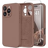 SuydanBox Magnetic for iPhone 16 Pro Max Case, Compatible with MagSafe, [Full Camera Protection][Screen Protector] Silicone Shockproof Protective Phone Case for iPhone 16 Pro Max 6.9", Brown