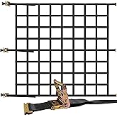 US Cargo Control E Track Cargo Nets for Trailer 82" x 82", Adjustable Heavy Duty Cargo Net with Ratchets for E-Track and X-Track Systems, 8" x 8" Holes, Use in Enclosed Trailers, Box Trucks, Garages