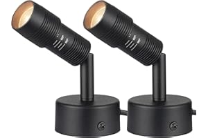 URTOM 2 Pack Spot Lights Indoor 120V Adjustable Beam Angle Up Lights Indoor Plant Spotlight 3W LED Floor Spotlight Indoor with 5.9 FT Cord and Foot Switch 3000K Accent Lighting for Plants Artwork