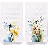 SPBL&L Dragonfly Gifts for Women,Dragonfly Decor Tea Kitchen Hand Towels for Bathroom Set of 2, Vintage Floral Dish Towels, 16x24 Inches