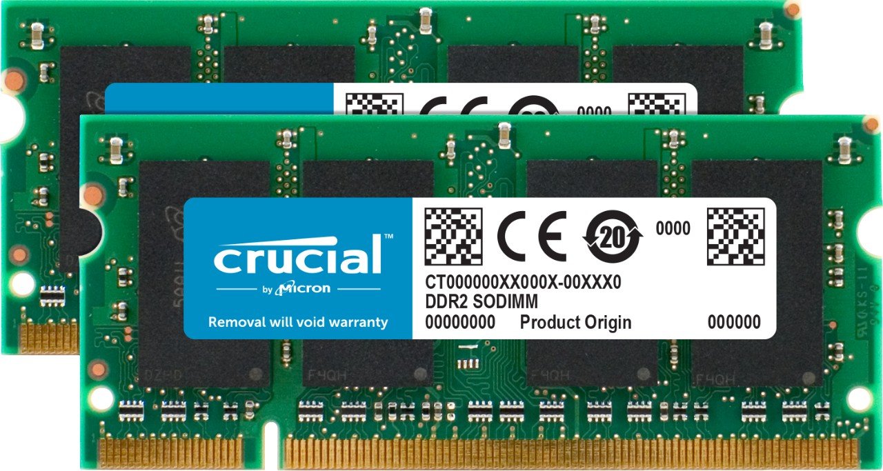 Crucial CT2KIT25664AC667 4 GB Kit (2 GB x 2) DDR2 667 MHz (PC2-5300) CL5 SODIMM 200-Pin Memory