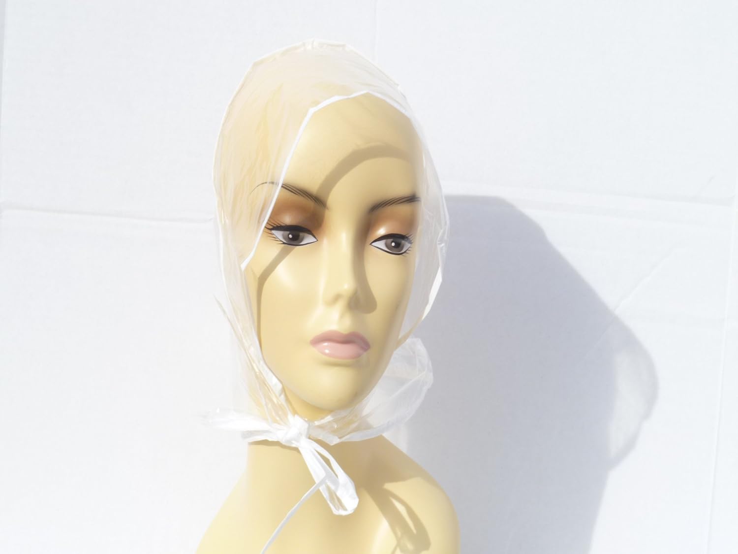 Women Hair Rain Bonnets Clear Plastic Cap Hat: Beauty