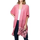 Scarfand's Embroidered Lace Kimono Cardigan with Half Sleeves