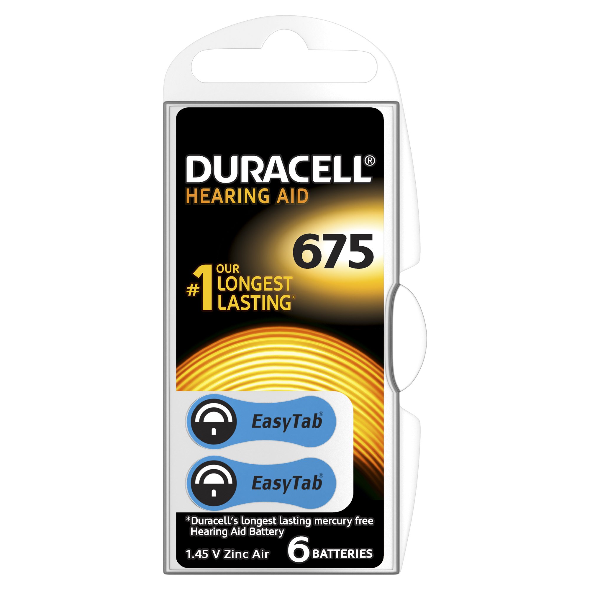 Duracell Size 675 Hearing Aid Batteries - 6-Pack
