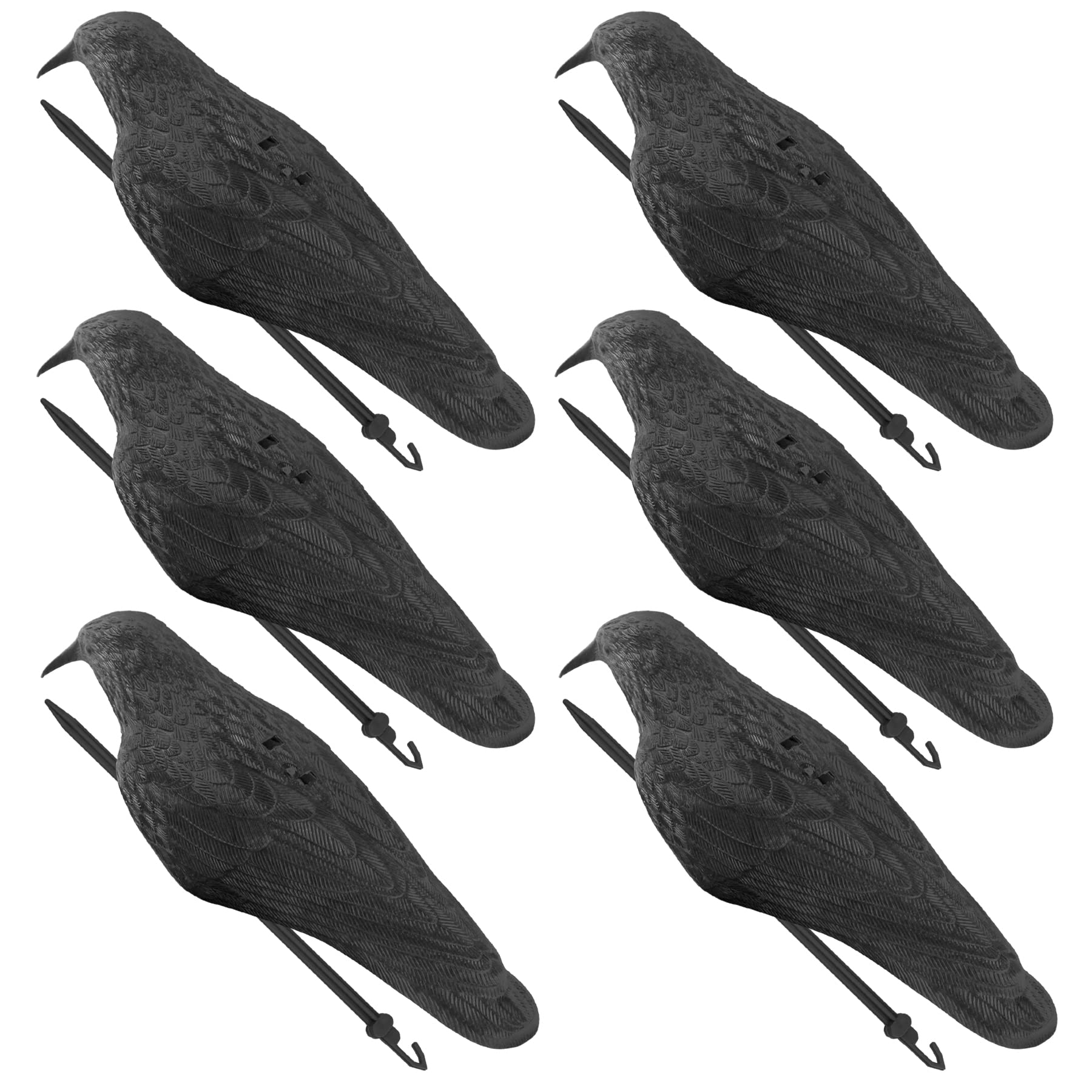 GUGULUZA 6 pcs Crow Decoy Half Shell + Stake Raven Garden Decation Hunting Shooting