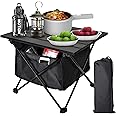 Audoyon Foldable Camping Side Table, Ultralight Small Beach Table Aluminum, Portable Outdoor Table with Carry Bag and Storage for Picnic, Grill, Hiking, Fishing, Sand, Camping Essentials(S)