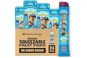 Sweet Nothings, PAW Patrol Berry Lemonade, USDA Organic Kids' Squeezable Super Fruit Popsicle Pops, Value Pack of 24 - Dye-Free, No Added Sugar, Dairy-Free, Vegan, Healthy Fruit Pops, Freeze & Enjoy