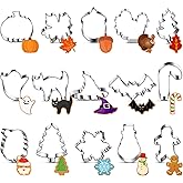Layhit 15 Pcs Fall Cookie Cutters Holiday Cookie Cutters Set Halloween Cookie Cutters Pumpkin Maple Ghost Gingerbread Man Cut