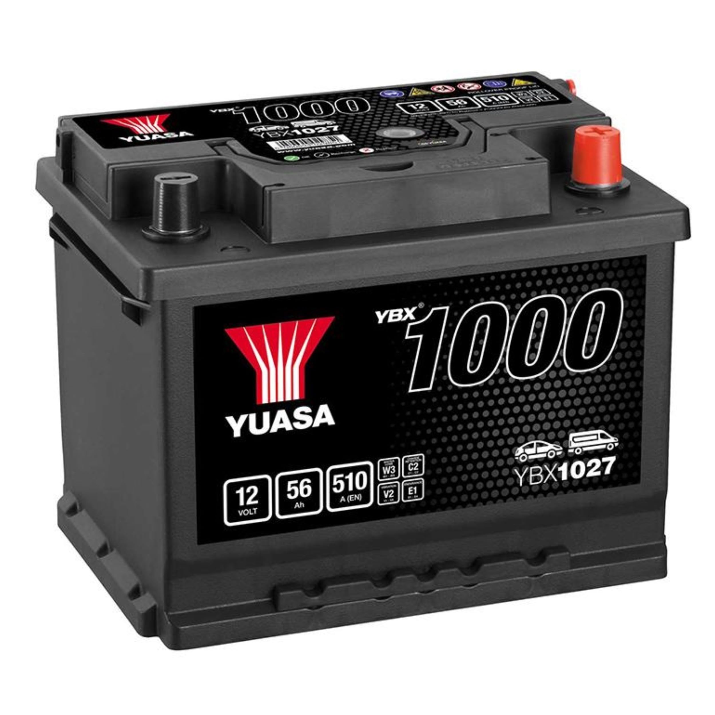 Yuasa YBX1027 12V 56Ah 510CCA Sealed Maintenance Free High Performance Car Battery