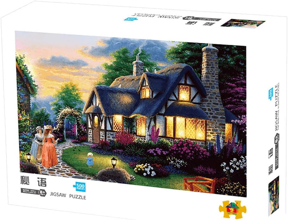 Ecurson Jigsaw Puzzle 500 Pieces for Adults, Villa Oil Painting Pattern Adult Children Puzzle Intellective Educational Toy, Adult Children's Educational Puzzle Toy