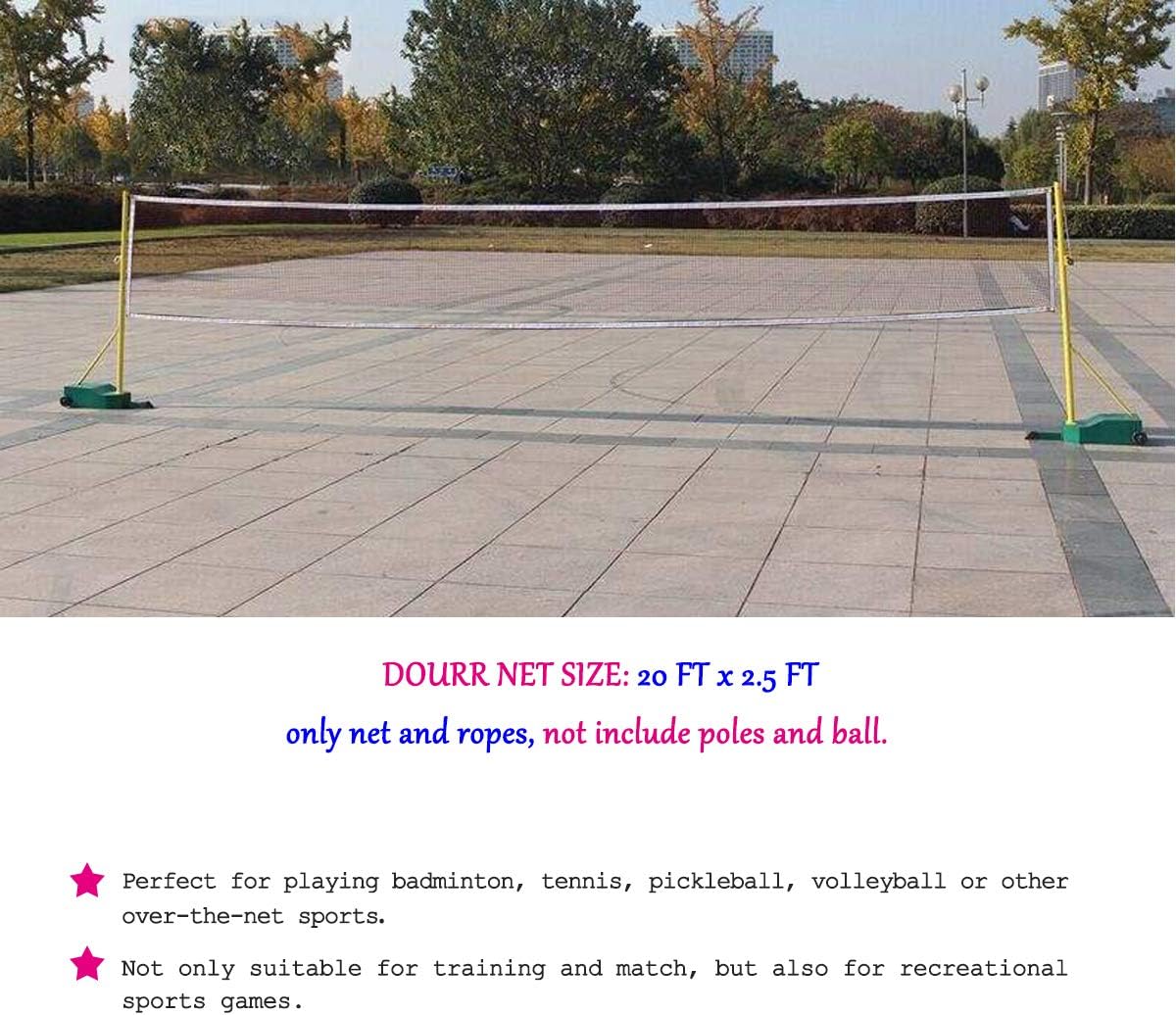 DOURR Badminton Net, Outdoor Indoor Sports Classic Badminton Replacement Net with Steel Cable Ropes for Backyard Beach Garden Schoolyard (20 FT x 2.5 FT) (with Steel Cable Rope) : Sports & Outdoors