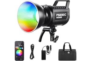 NEEWER 230W High Power RGB LED Video Light, APP/2.4G Control, 2500K-7500K 23000lux/1m COB Continuous Output Lighting, 17 Effe