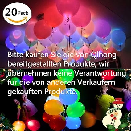 20 LED leuchtende bunte Luftballons 24 Stunden Leuchtdauer für Party Geburtstag Hochzeit Festival Weihnachten Ostern